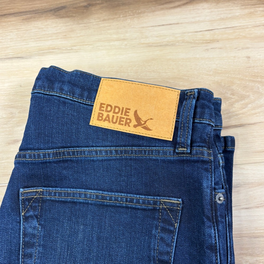 Eddie Bauer Mens Straight Fit Jeans Dark Wash Stretch Denim 32x34 Blue